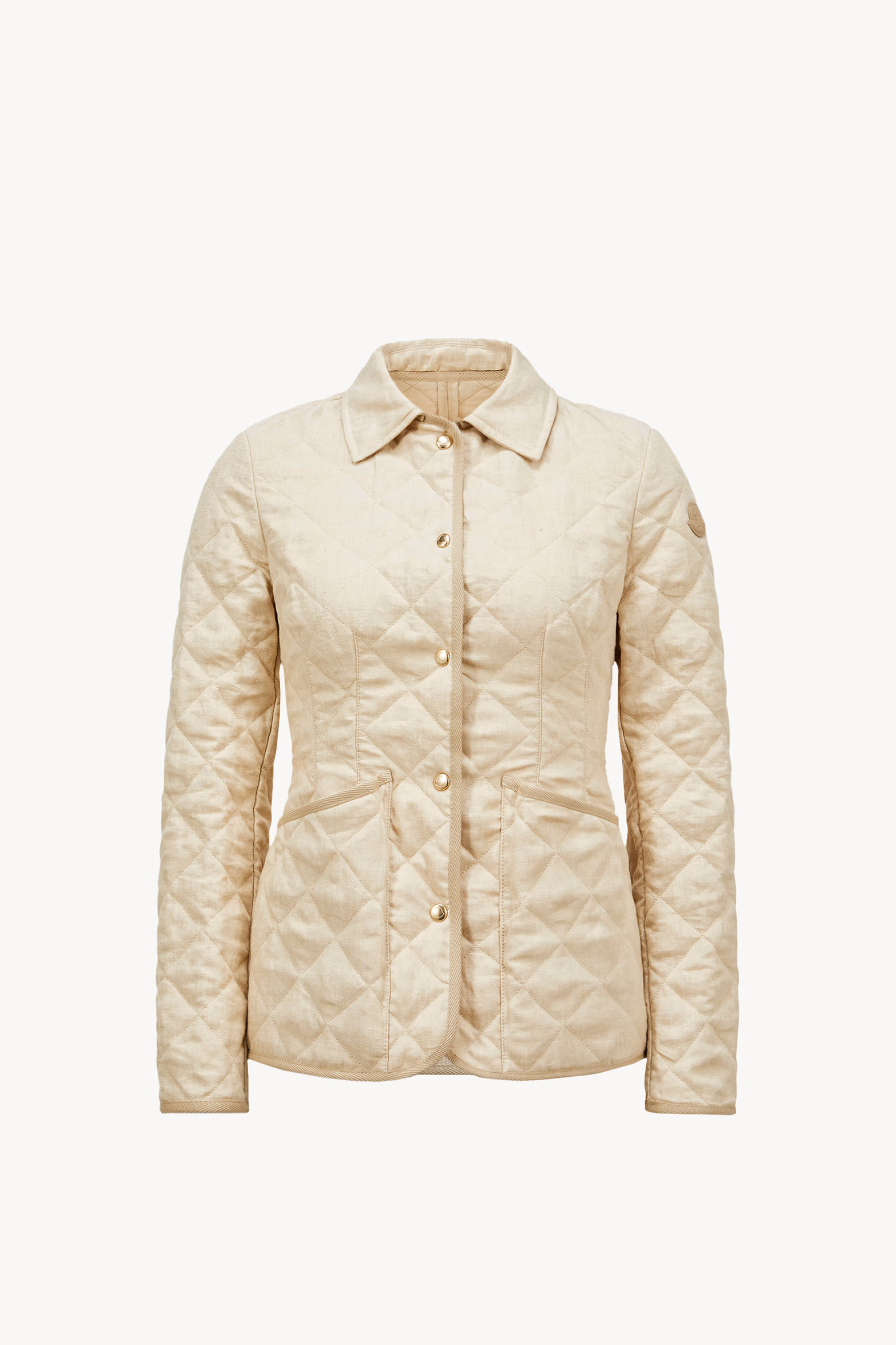 Chaqueta de lino acolchada con motivo de rombos Uzes Mujer Beige Claro Moncler 2